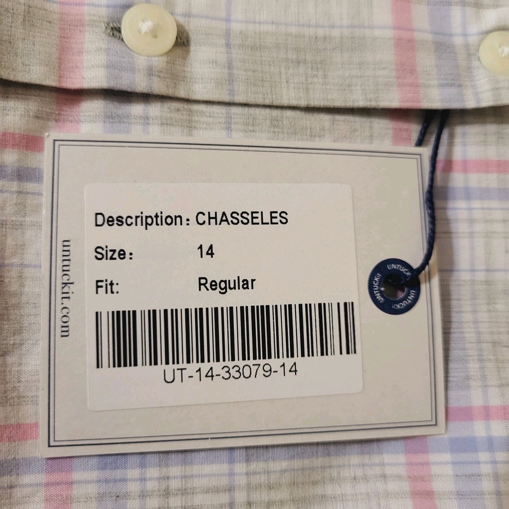 UNTUCKit NWT Sz 0 2 4 8 14 100% Cotton Lightweight Pastel Plaid Button-Up Shirt - Picture 4 of 15